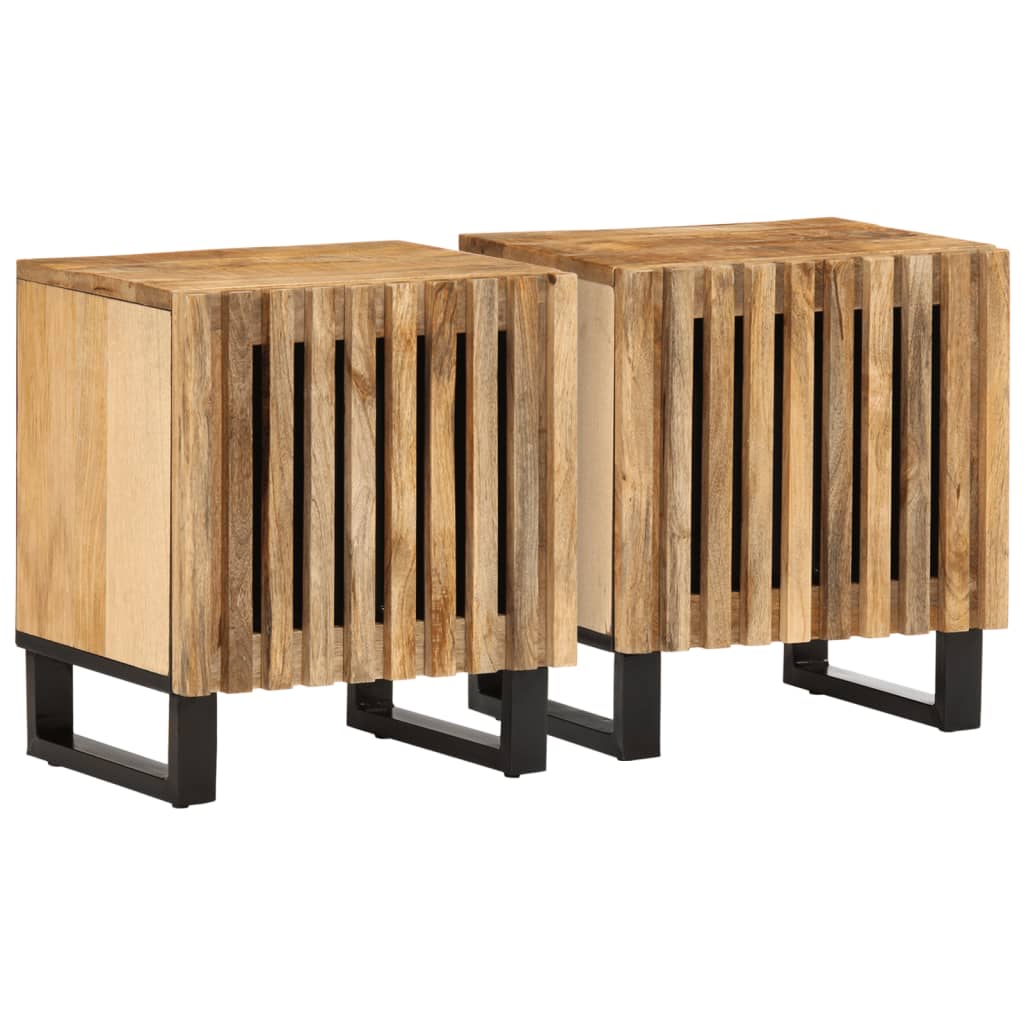 Vetonek Mesitas de noche 2 uds madera maciza mango rugosa 40x34x46 cm