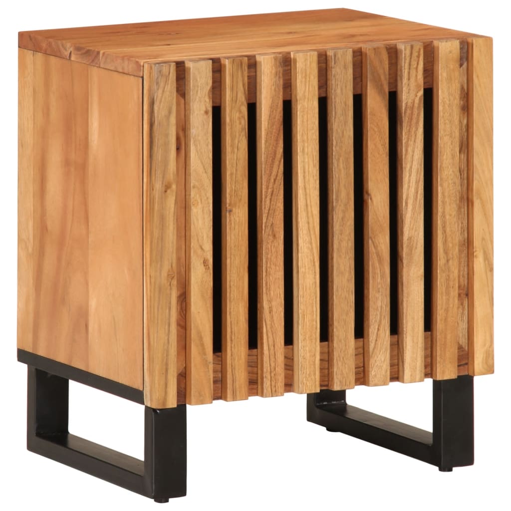 Vetonek Mesita de noche de madera maciza de acacia 40x34x46 cm