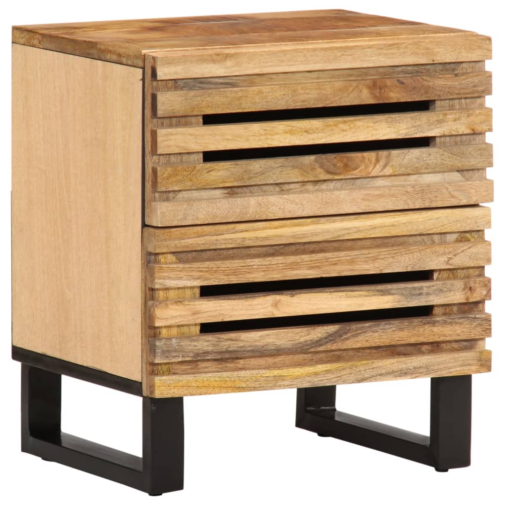 Vetonek Mesita de noche de madera maciza de mango rugosa 40x34x46 cm