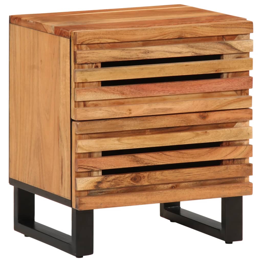 Vetonek Mesita de noche de madera maciza de acacia 40x34x46 cm