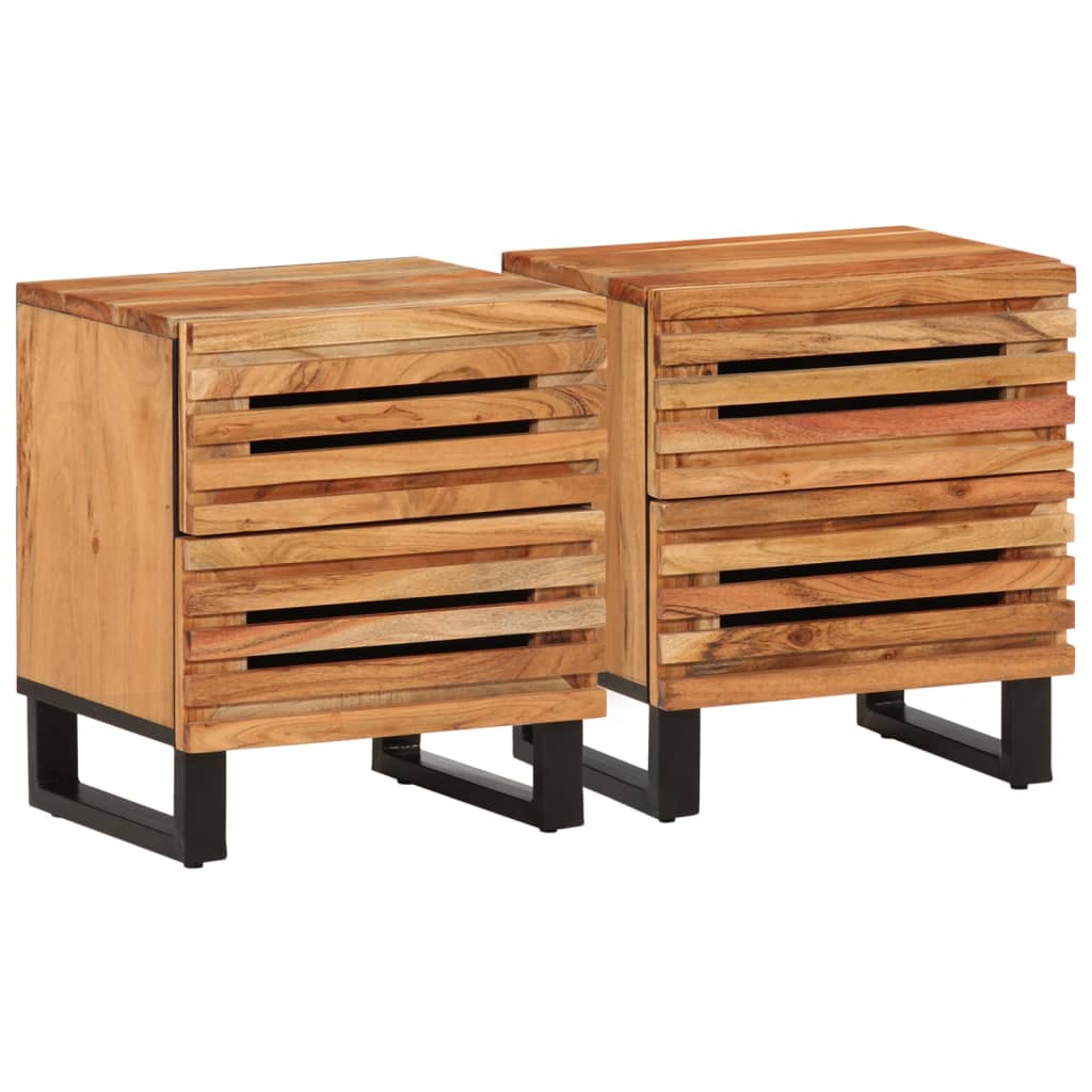 Vetonek Mesitas de noche 2 uds madera maciza de acacia 40x34x46 cm