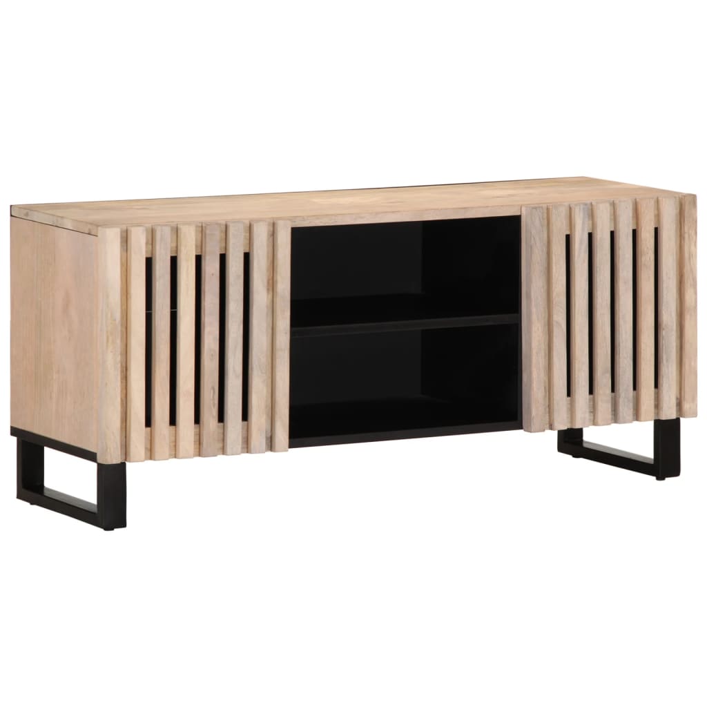 Vetonek Mueble de TV madera maciza de mango blanco 105x34x46 cm