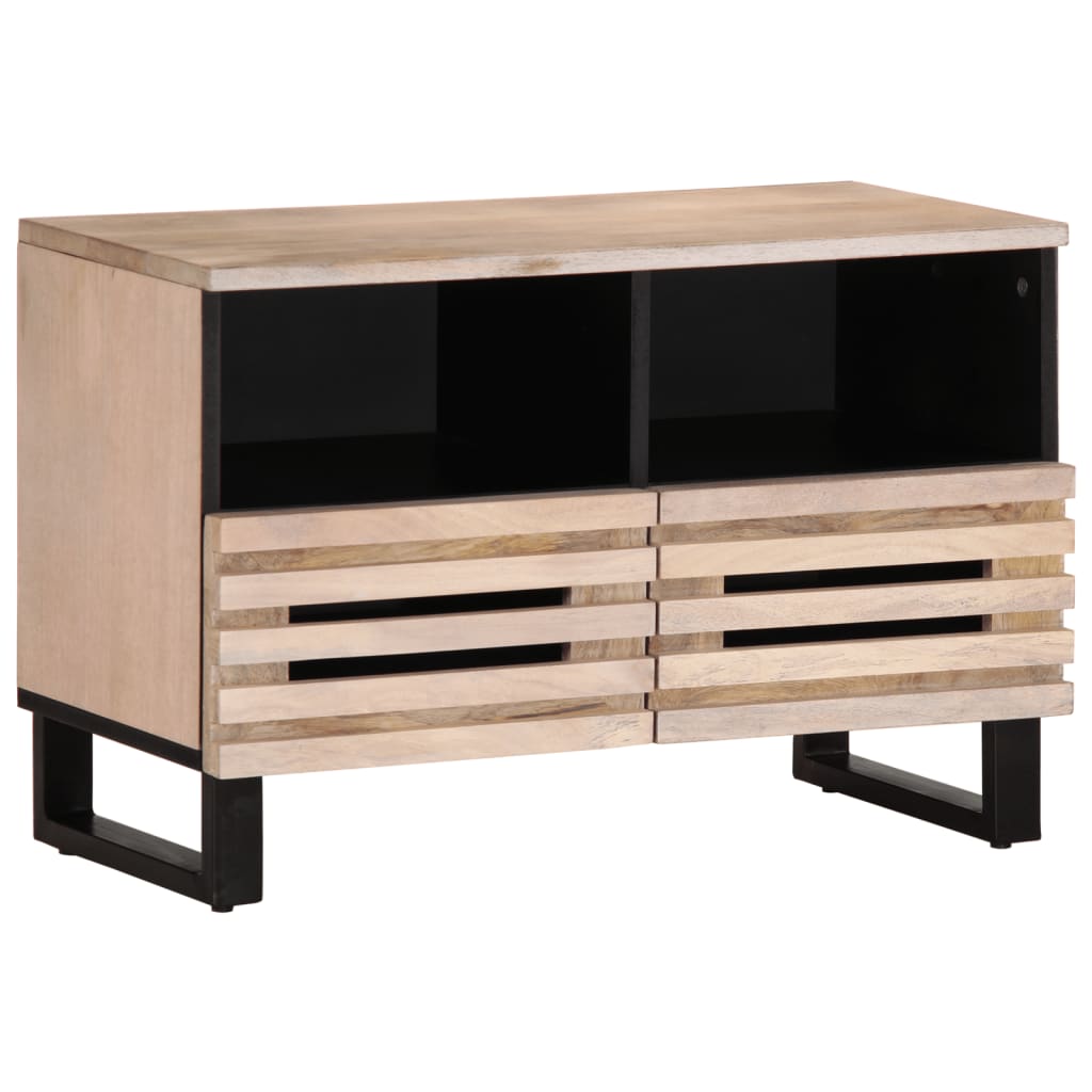 Vetonek Mueble de TV madera maciza de mango blanco 70x34x46 cm