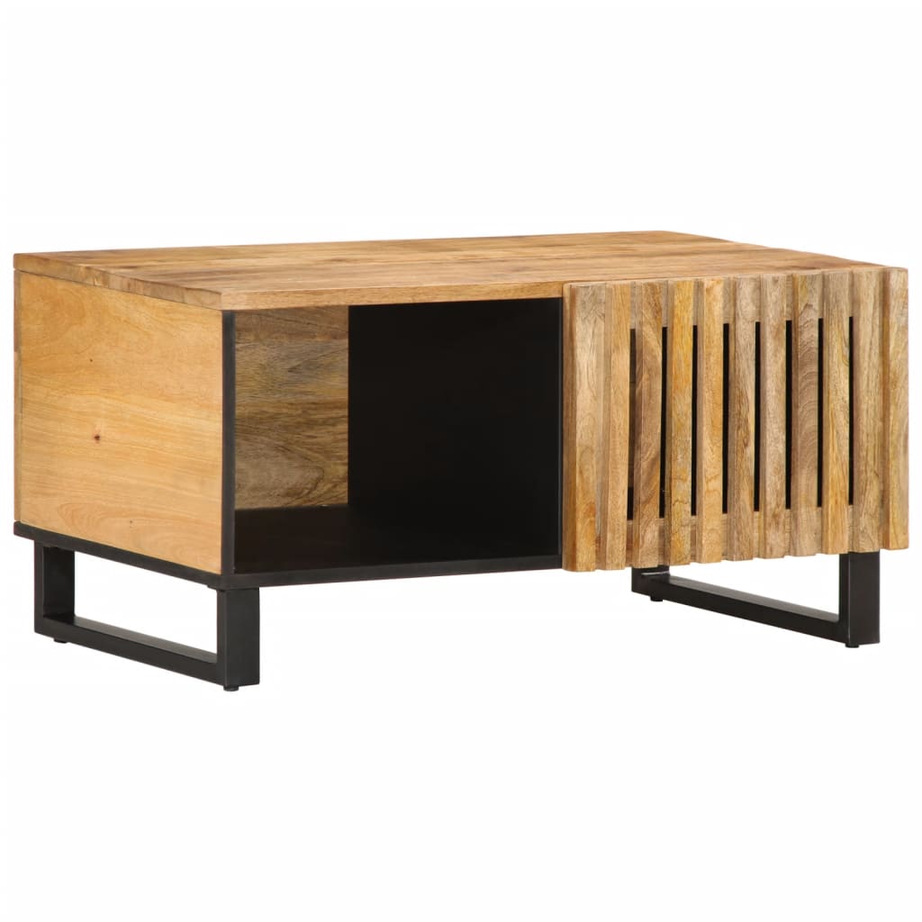 Vetonek Mesa de centro de madera maciza de mango rugosa 80x51x40 cm