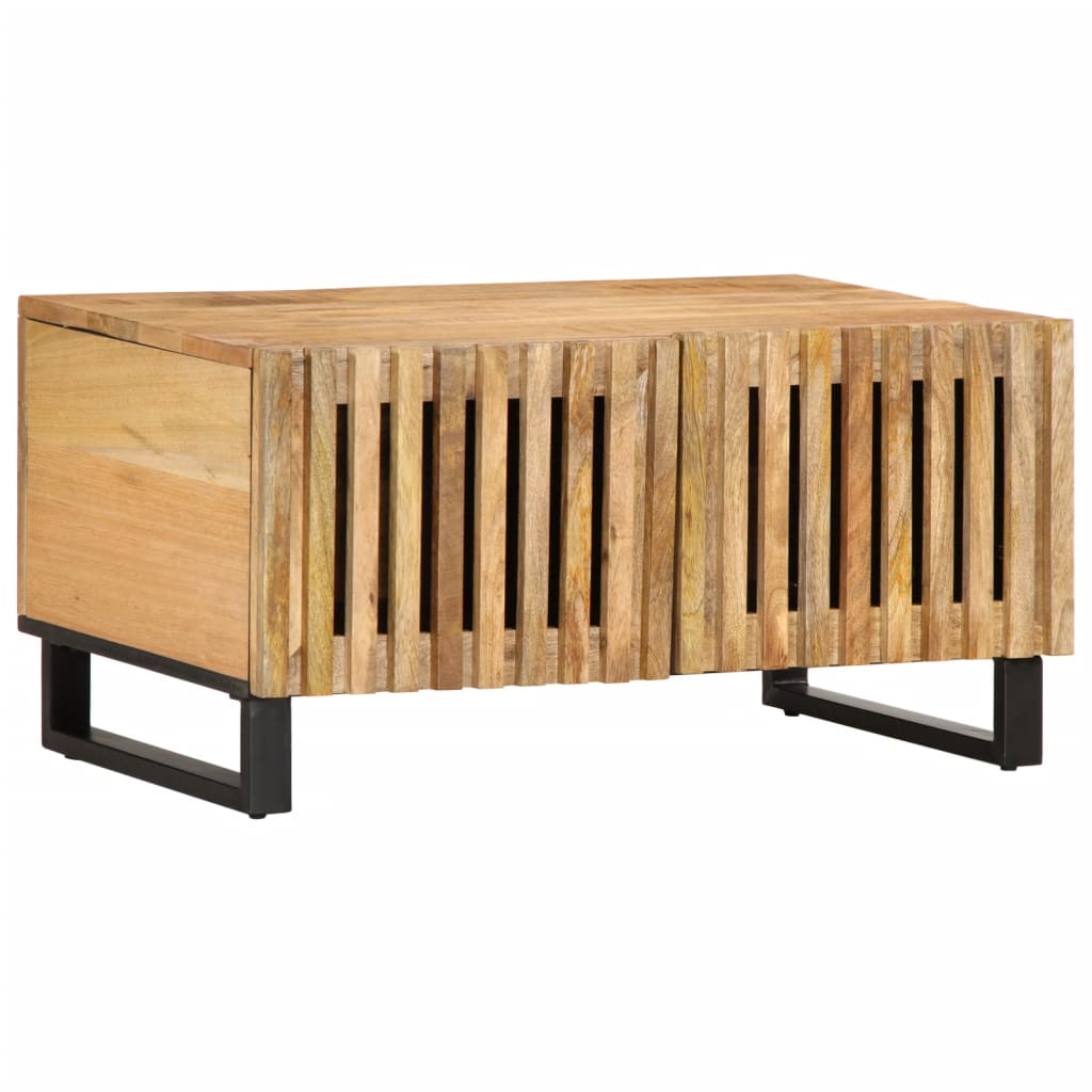 Vetonek Mesa de centro de madera maciza de mango rugosa 80x51x40 cm