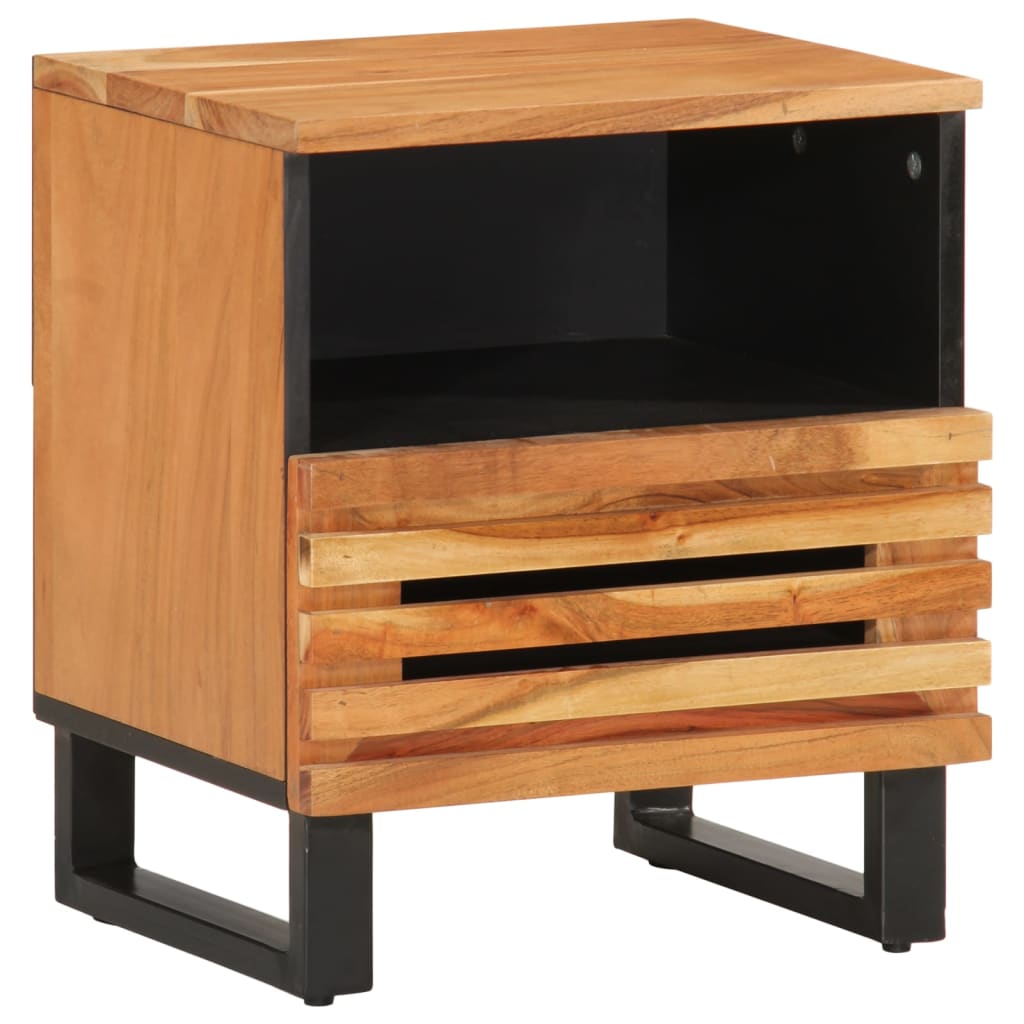 Vetonek Mesita de noche de madera maciza de acacia 40x34x46 cm