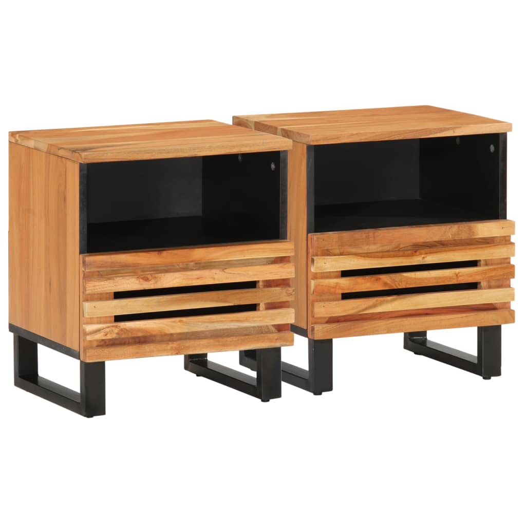 Vetonek Mesitas de noche 2 uds madera maciza de acacia 40x34x46 cm