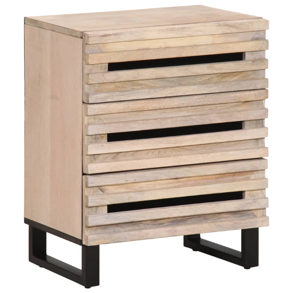 Vetonek Mesita de noche madera maciza de mango 50x34x62 cm