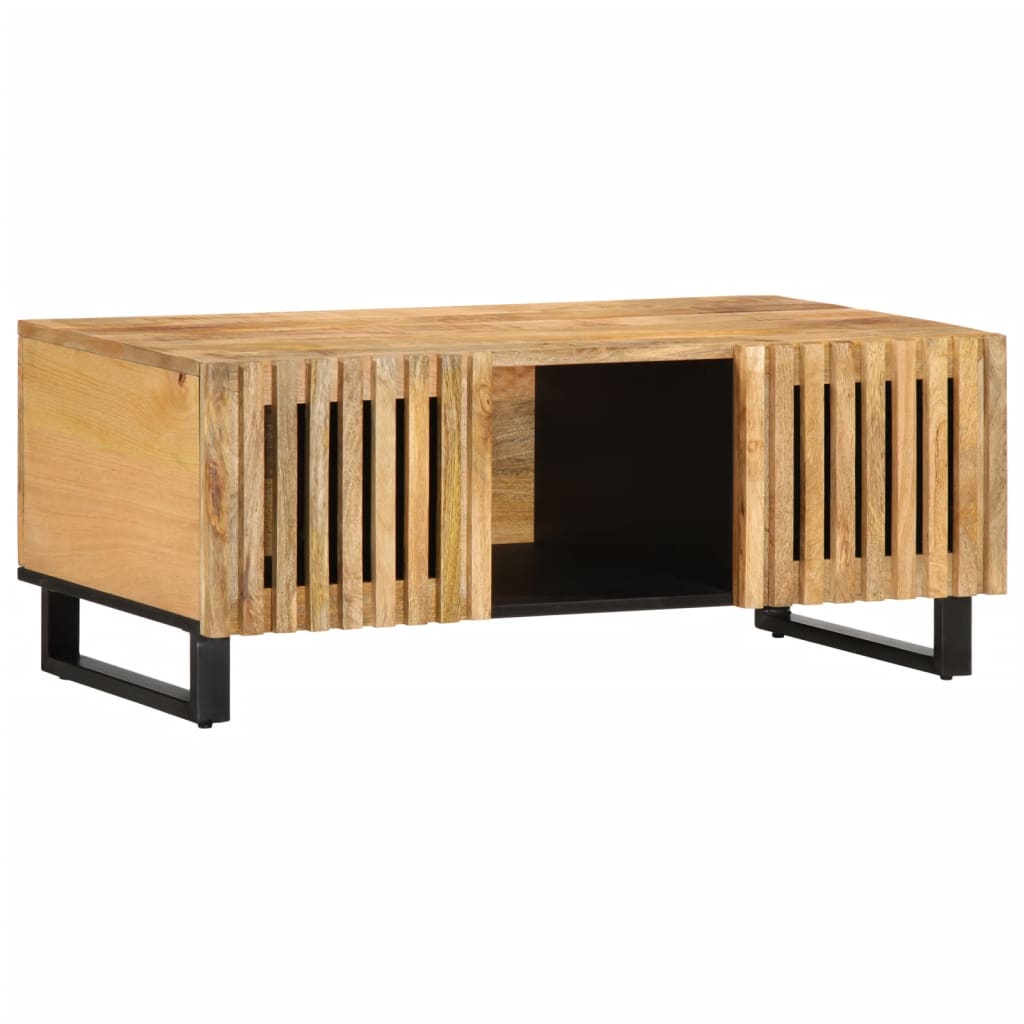 Vetonek Mesa de centro de madera maciza de mango rugosa 100x55x40 cm