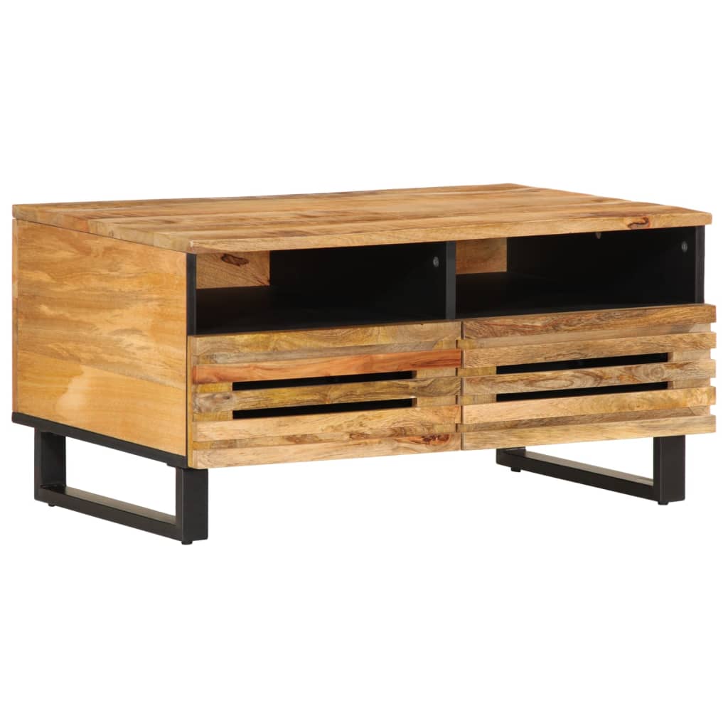 Vetonek Mesa de centro de madera maciza de mango rugosa 80x55x40 cm