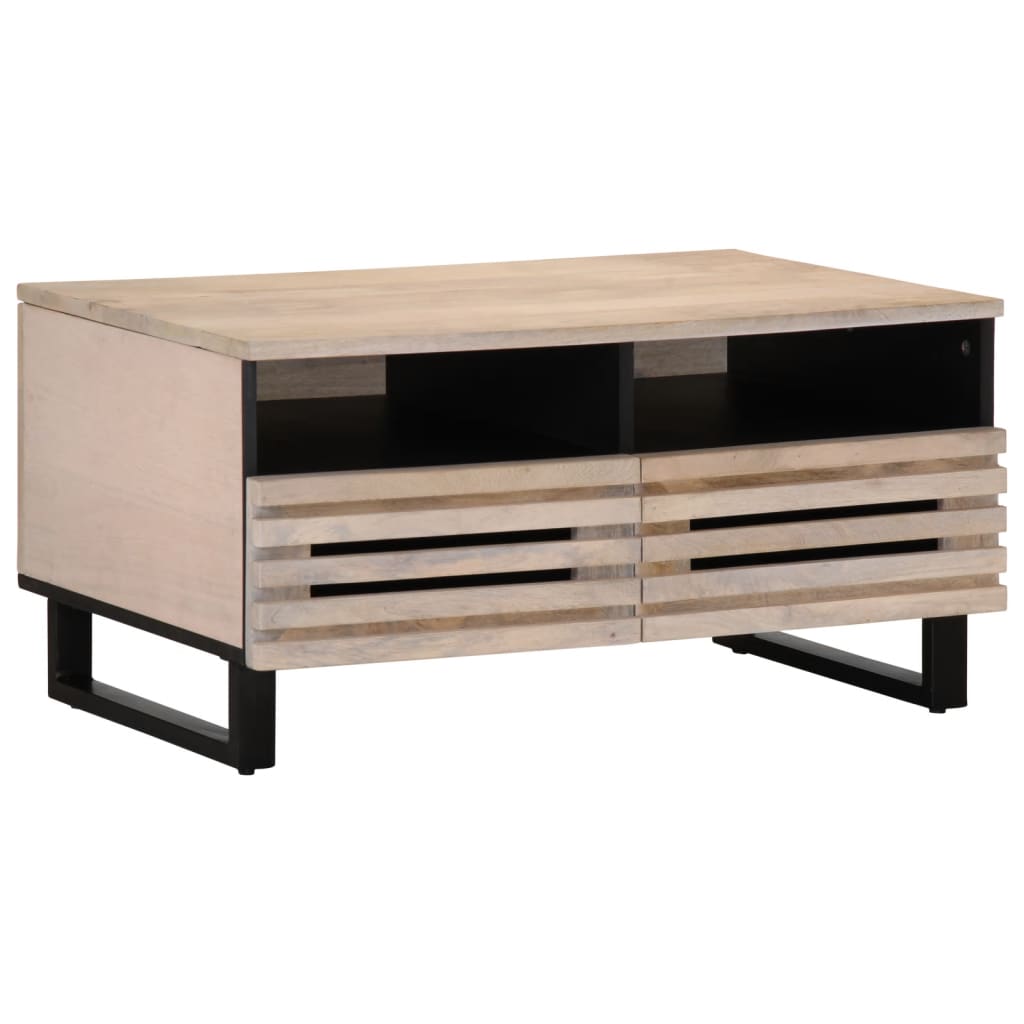 Vetonek Mesa de centro de madera maciza de mango 80x55x40 cm