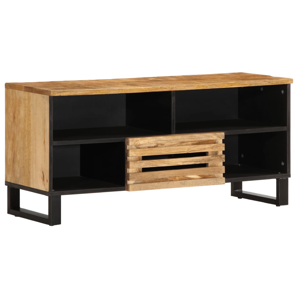 Vetonek Mueble de TV madera maciza de mango rugosa 100x34x46 cm