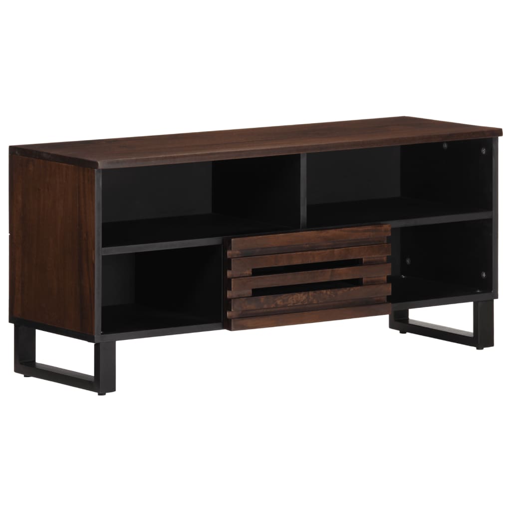 Vetonek Mueble de TV madera maciza mango marrón 100x34x46 cm