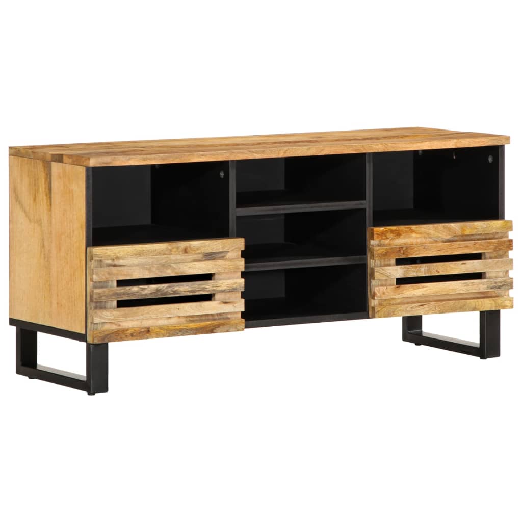 Vetonek Mueble de TV madera maciza de mango rugosa 100x34x46 cm