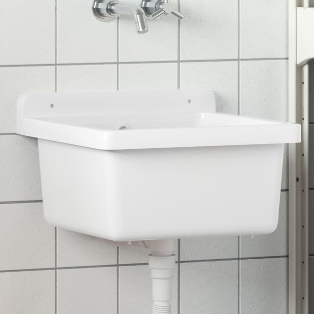 Vetonek Fregadero lavabo de pared resina blanco 40x40x24 cm