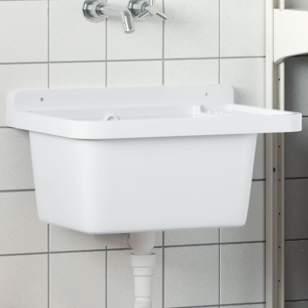 Vetonek Fregadero lavabo de pared resina blanco 50x35x24 cm