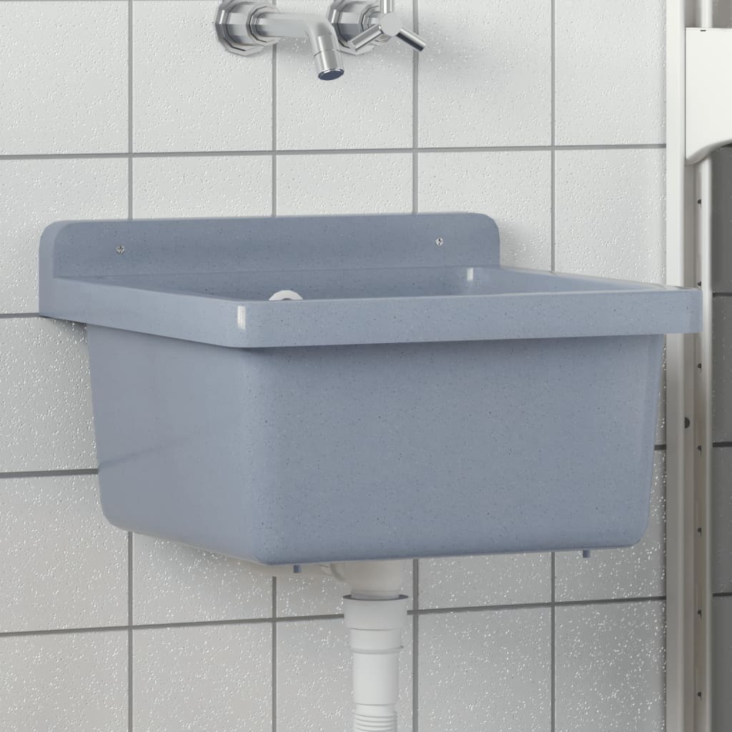 Vetonek Fregadero lavabo de pared resina gris 40x40x24 cm