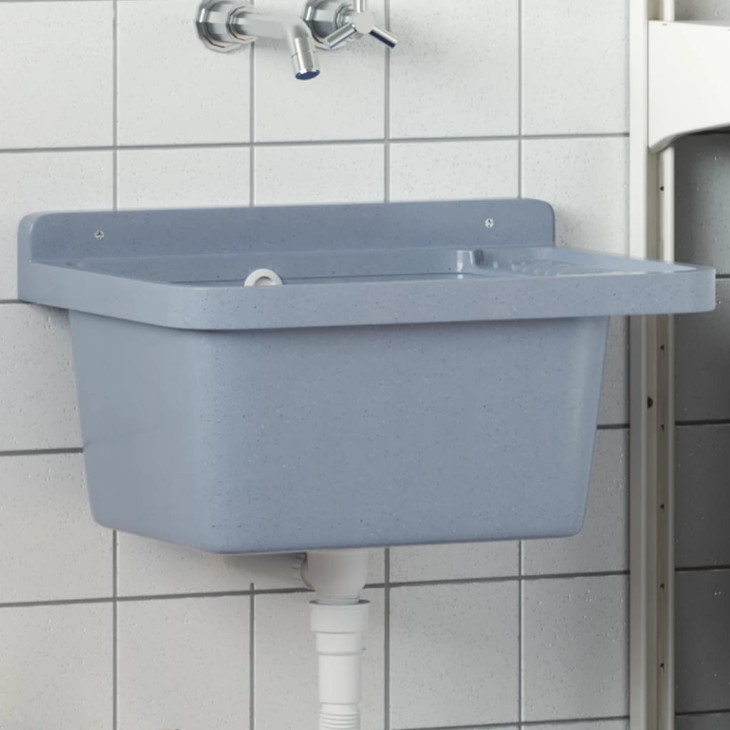 Vetonek Fregadero lavabo de pared resina gris 50x35x24 cm