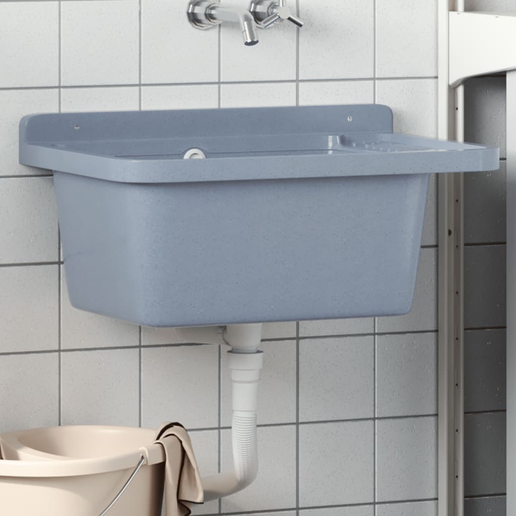 Vetonek Fregadero lavabo de pared resina gris 60x40x28 cm