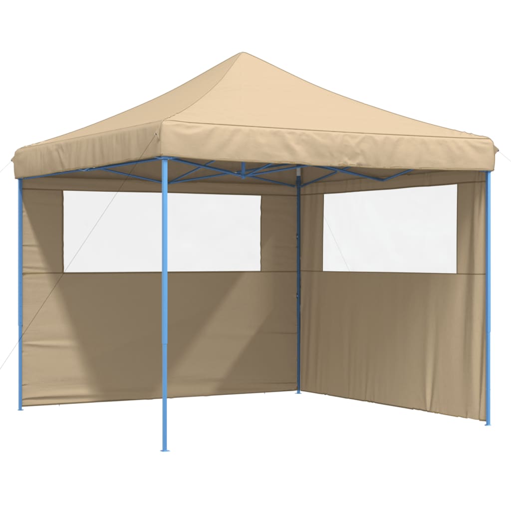 Tienda de fiesta plegable Pop-Up con 2 paredes laterales beige