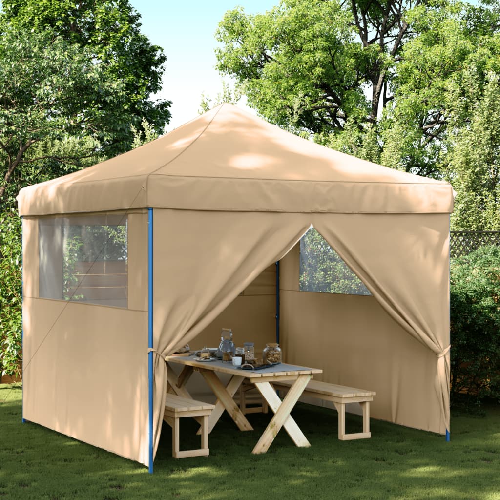 Vetonek Tienda de fiesta plegable Pop-Up con 4 paredes laterales beige