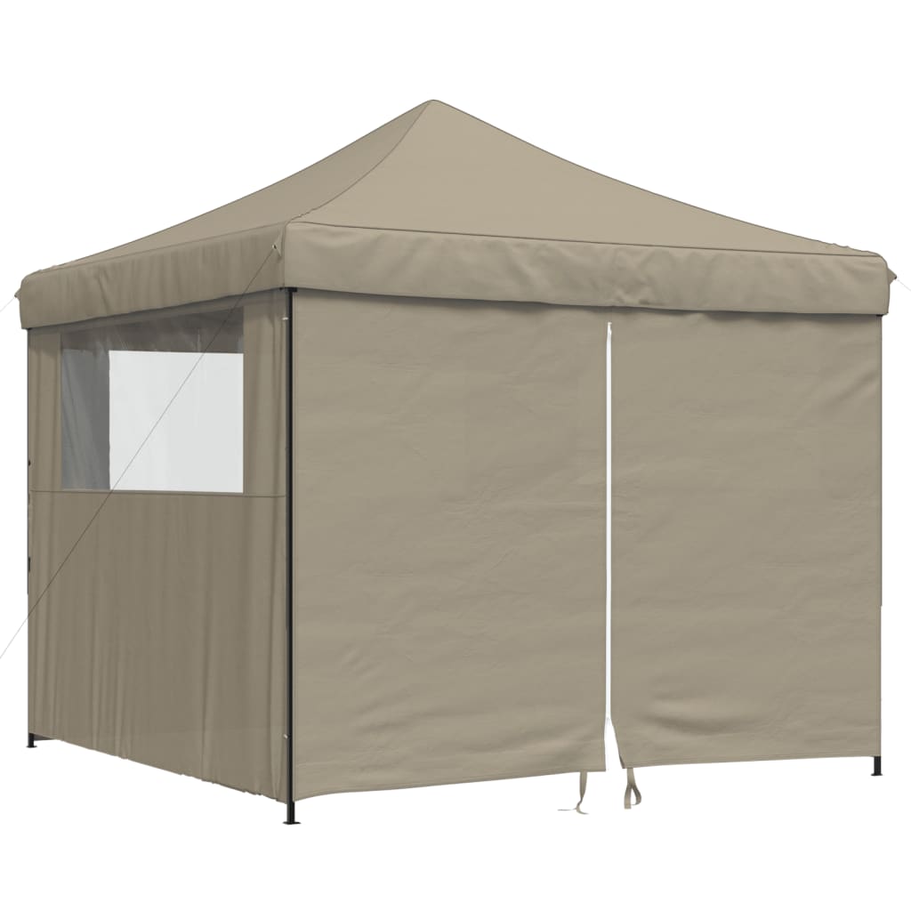 Tienda de fiesta plegable Pop-Up con 4 paredes laterales taupe