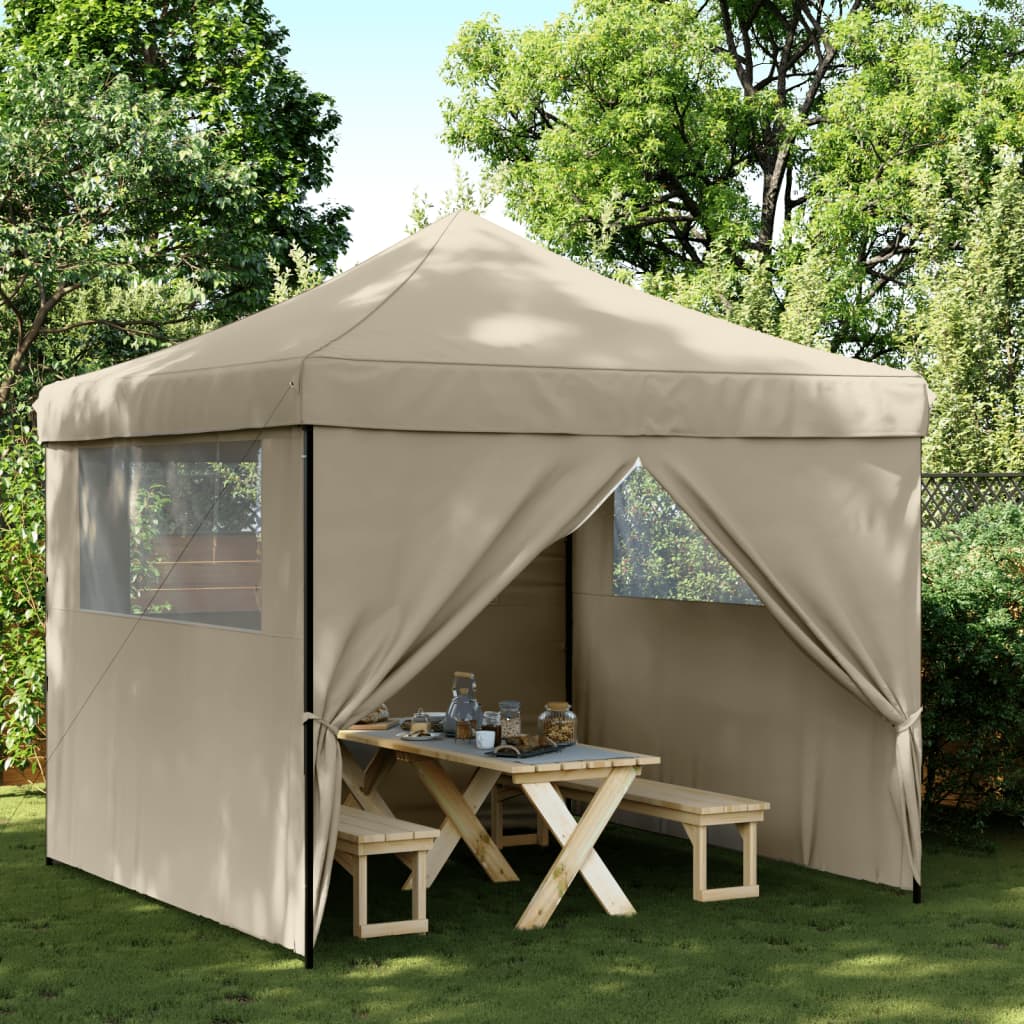 Vetonek Tienda de fiesta plegable Pop-Up con 4 paredes laterales taupe