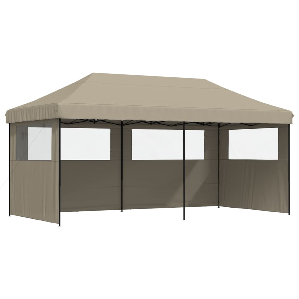 Tienda de fiesta plegable Pop-Up con 3 paredes laterales taupe