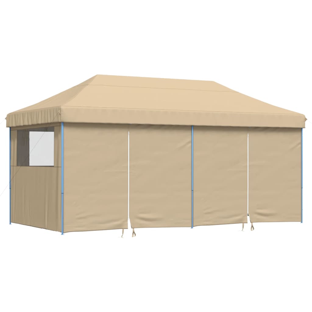 Tienda de fiesta plegable Pop-Up con 4 paredes laterales beige