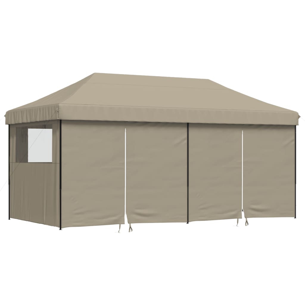 Tienda de fiesta plegable Pop-Up con 4 paredes laterales taupe