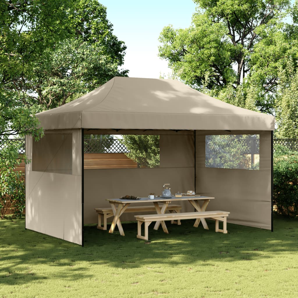 Vetonek Tienda de fiesta plegable Pop-Up con 3 paredes laterales taupe