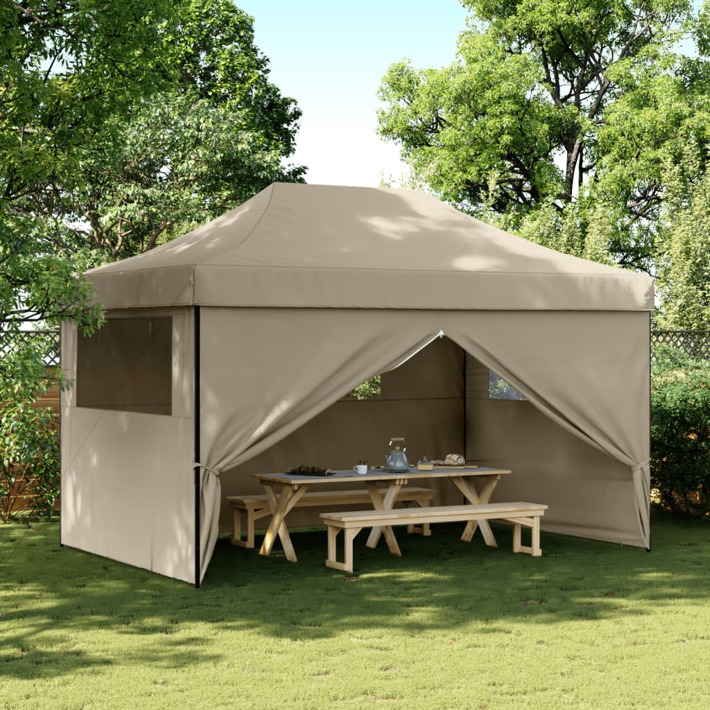 Vetonek Tienda de fiesta plegable Pop-Up con 4 paredes laterales taupe