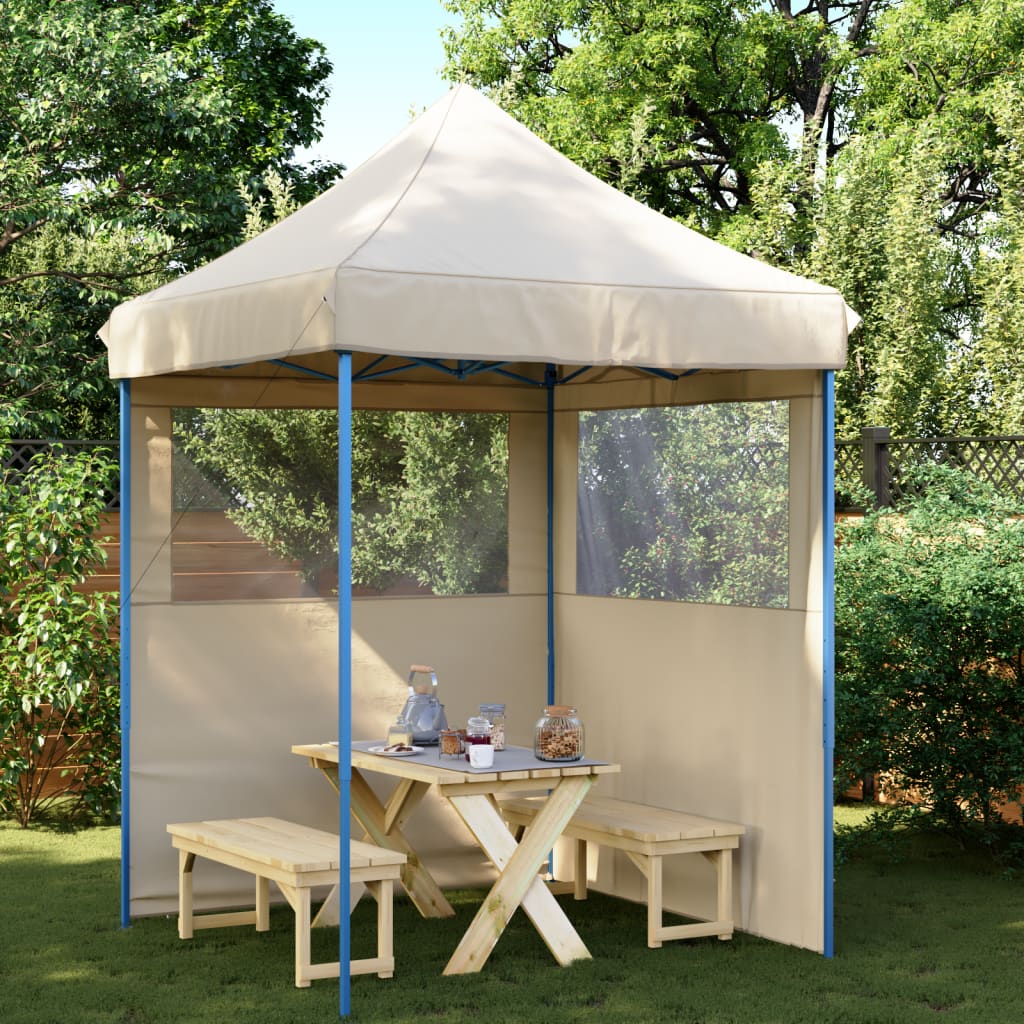 Vetonek Tienda de fiesta plegable Pop-Up con 2 paredes laterales beige