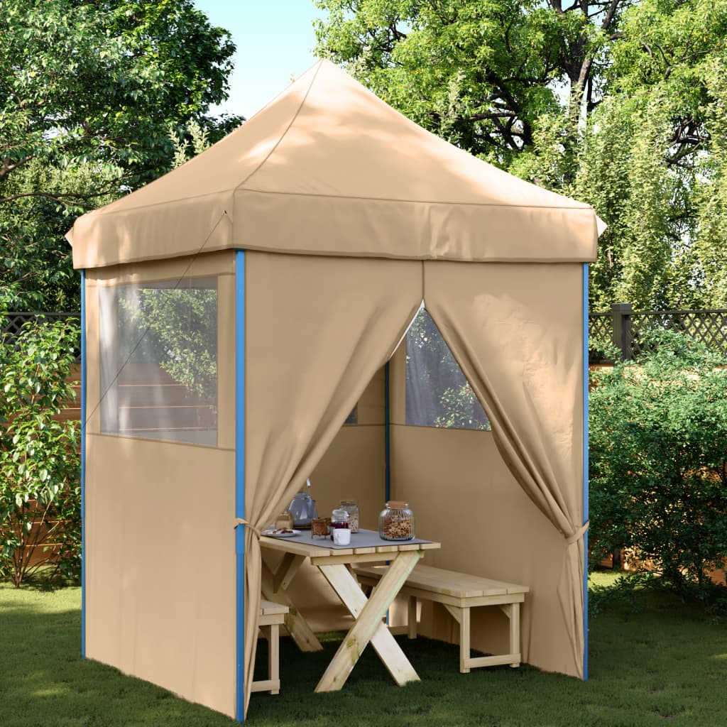 Vetonek Tienda de fiesta plegable Pop-Up con 4 paredes laterales beige