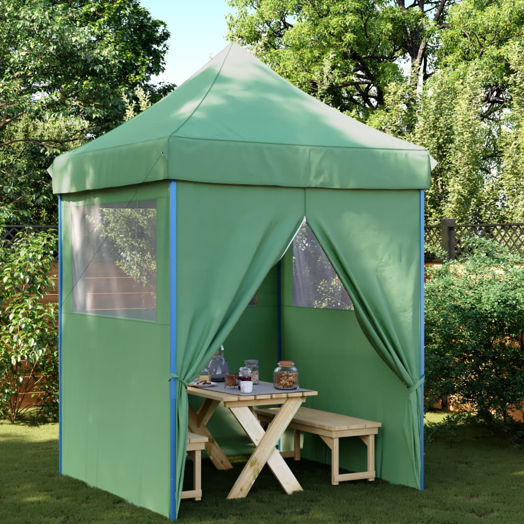 Tienda de fiesta plegable Pop-Up con 4 paredes laterales verde