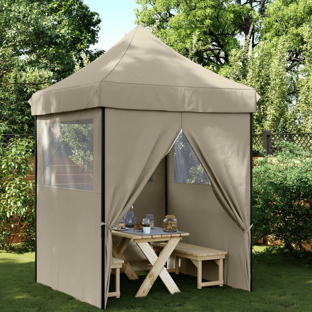 Vetonek Tienda de fiesta plegable Pop-Up con 4 paredes laterales taupe