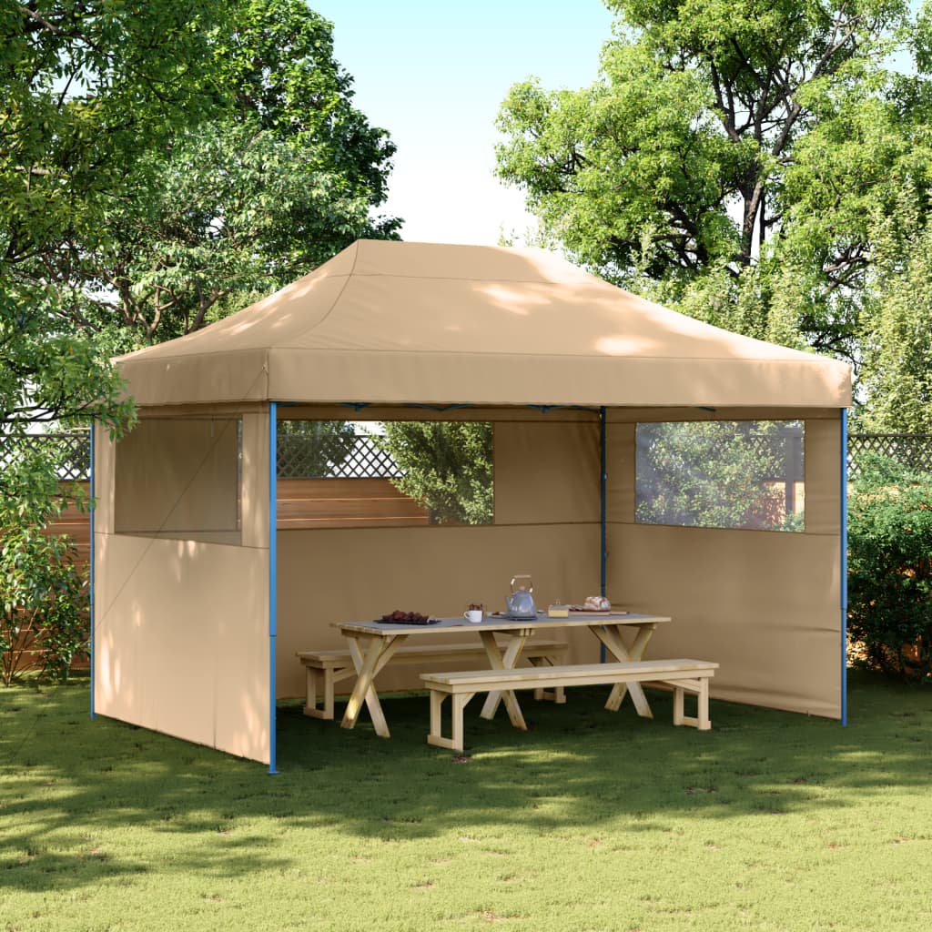 Vetonek Tienda de fiesta plegable Pop-Up con 3 paredes laterales beige