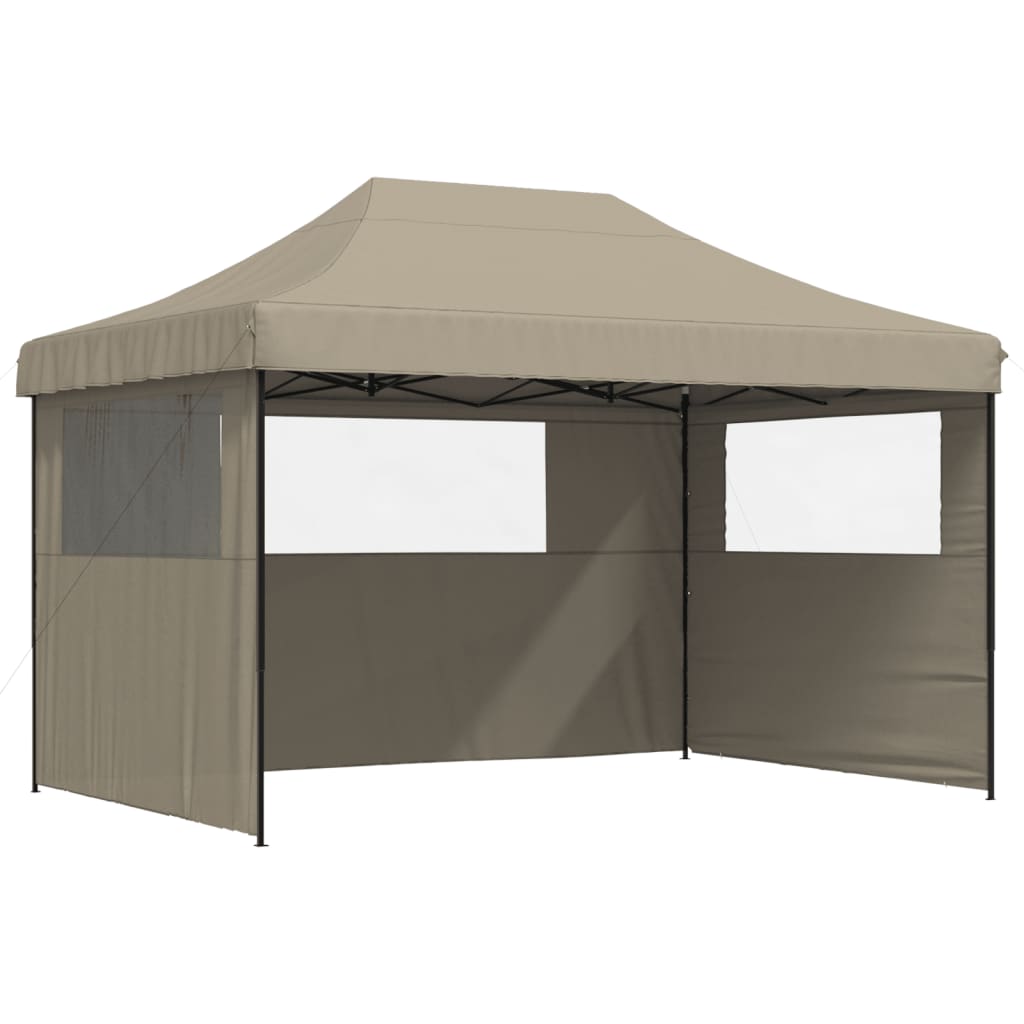 Tienda de fiesta plegable Pop-Up con 3 paredes laterales taupe