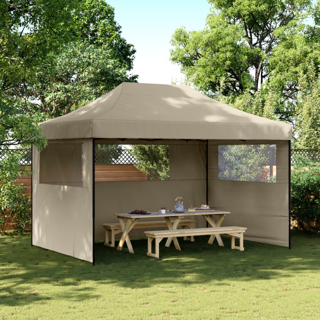 Vetonek Tienda de fiesta plegable Pop-Up con 3 paredes laterales taupe