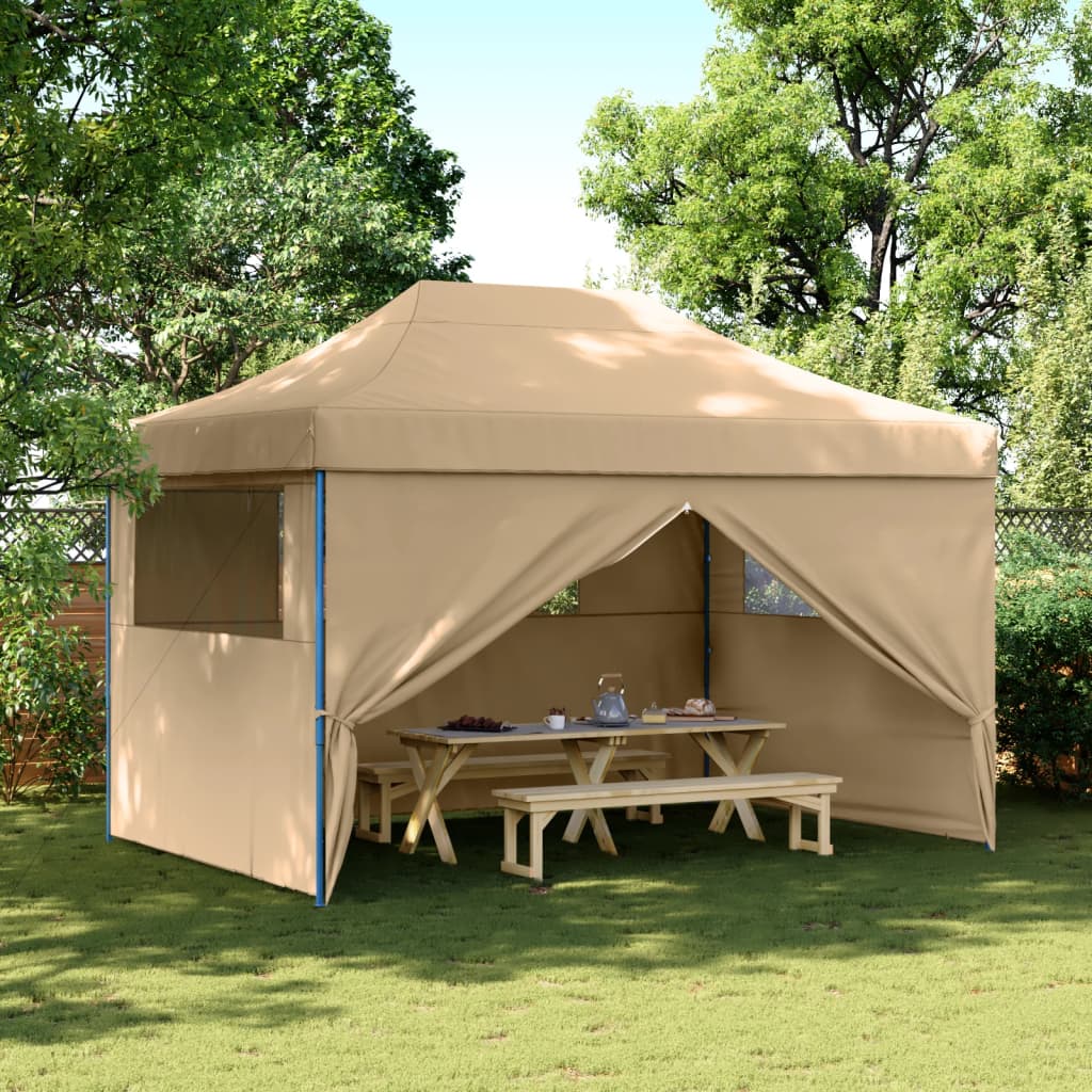 Vetonek Tienda de fiesta plegable Pop-Up con 4 paredes laterales beige