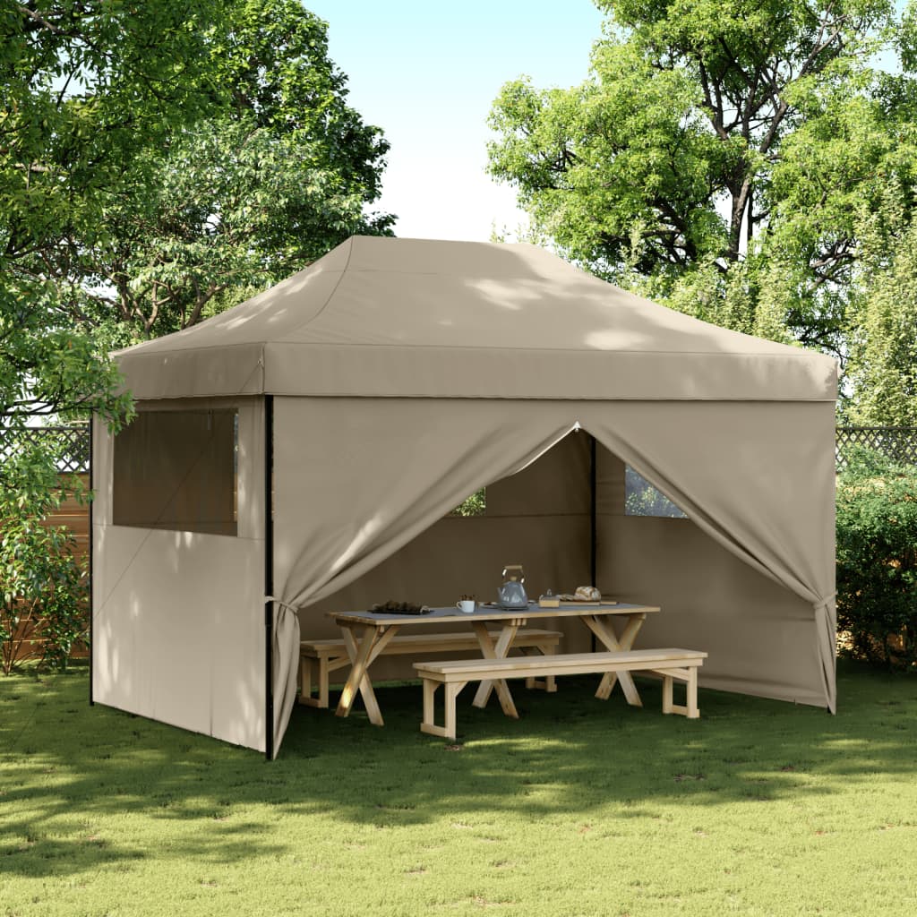 Vetonek Tienda de fiesta plegable Pop-Up con 4 paredes laterales taupe