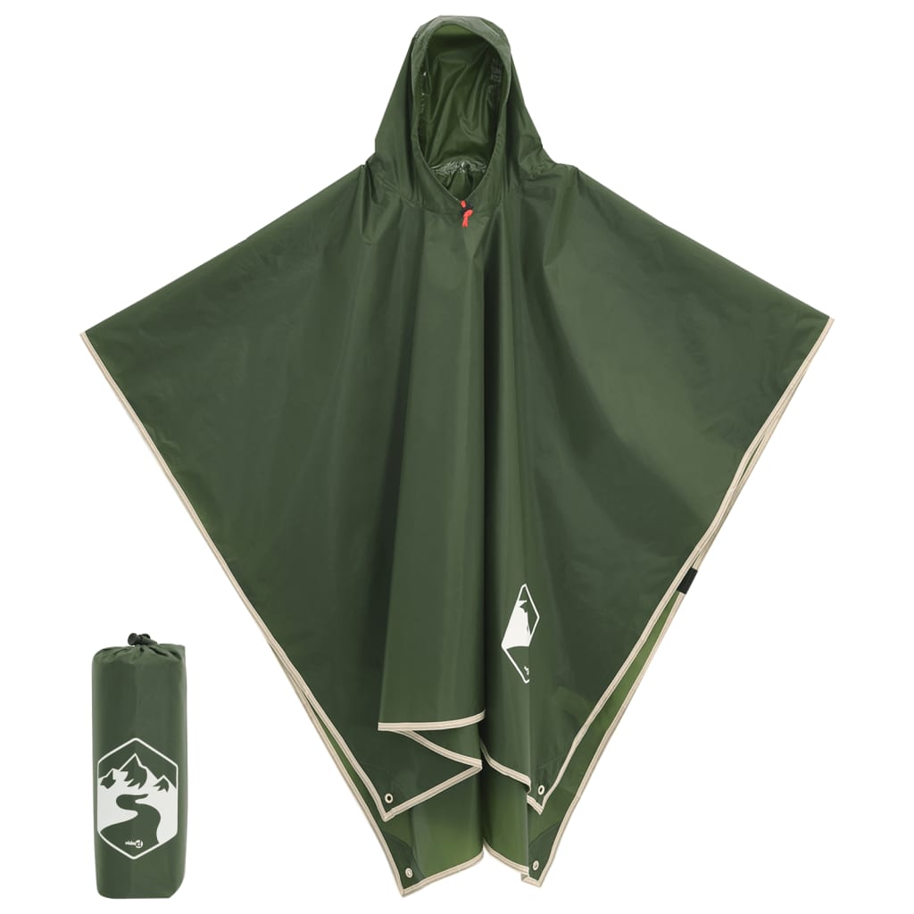 Vetonek Poncho de lluvia con capucha diseño 2 en 1 verde 223x145 cm