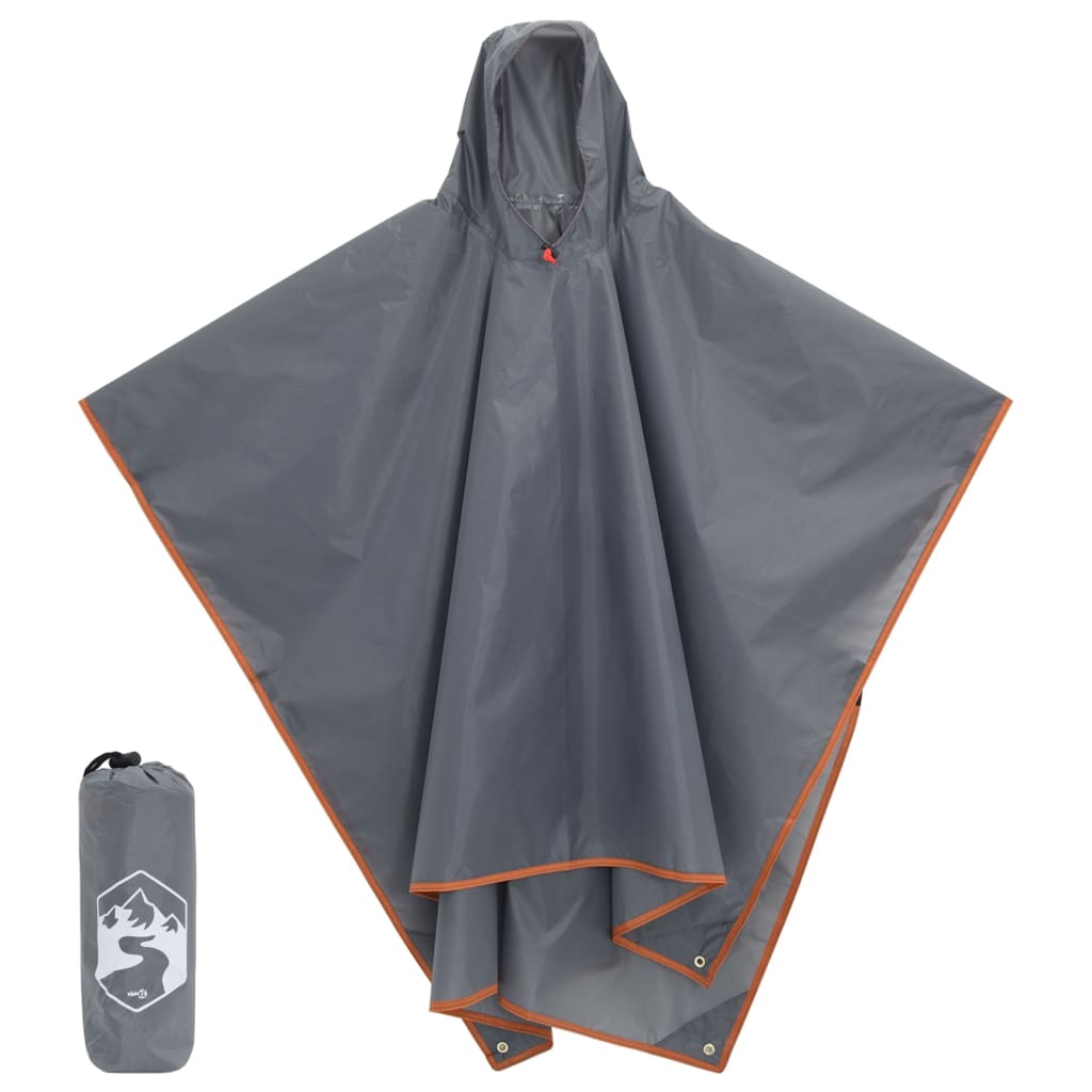 Vetonek Poncho de lluvia con capucha 2 en 1 gris y naranja 223x145 cm