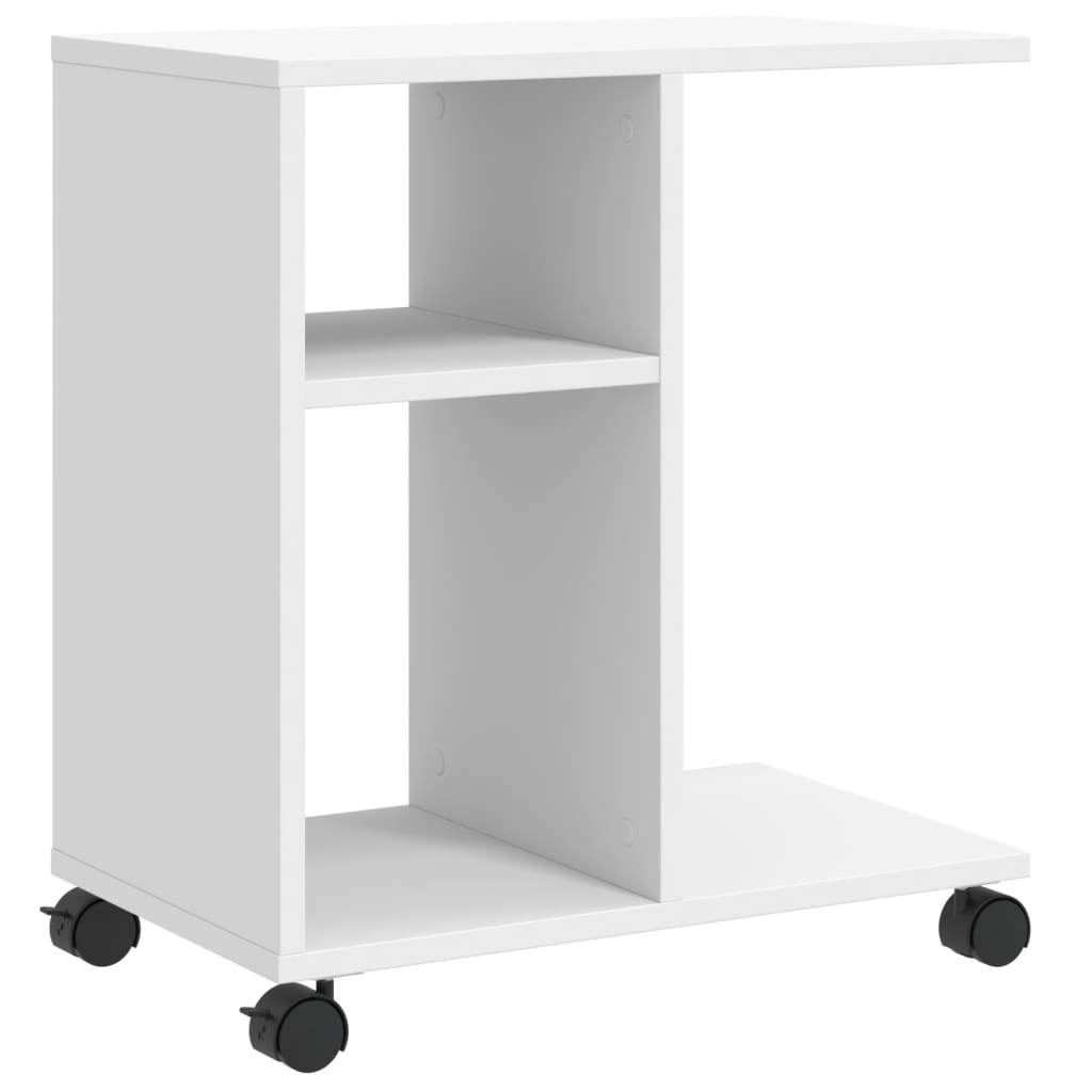 Mesa auxiliar con ruedas madera sintetizada Nexus blanco 50x30x55 cm - Vetonek