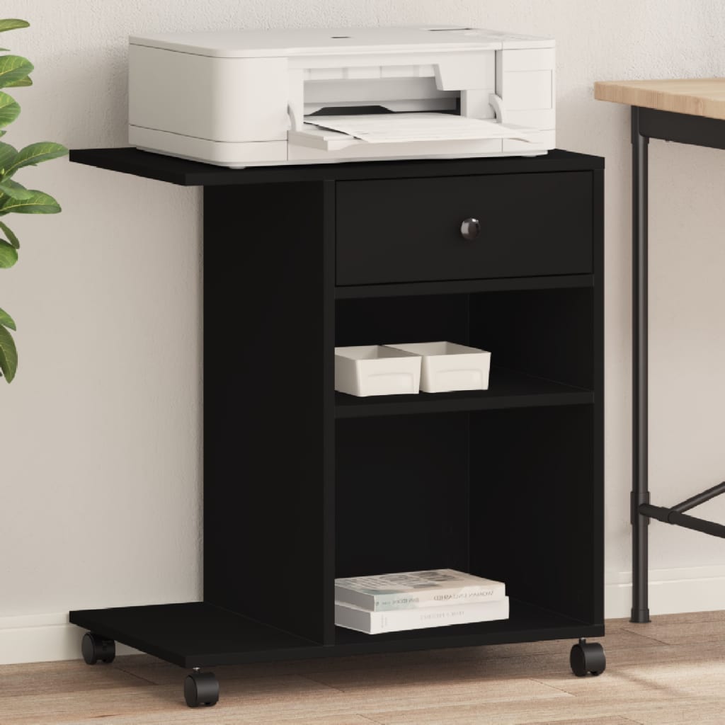 Vetonek Soporte para impresora con ruedas negro 60x40x68,5 cm