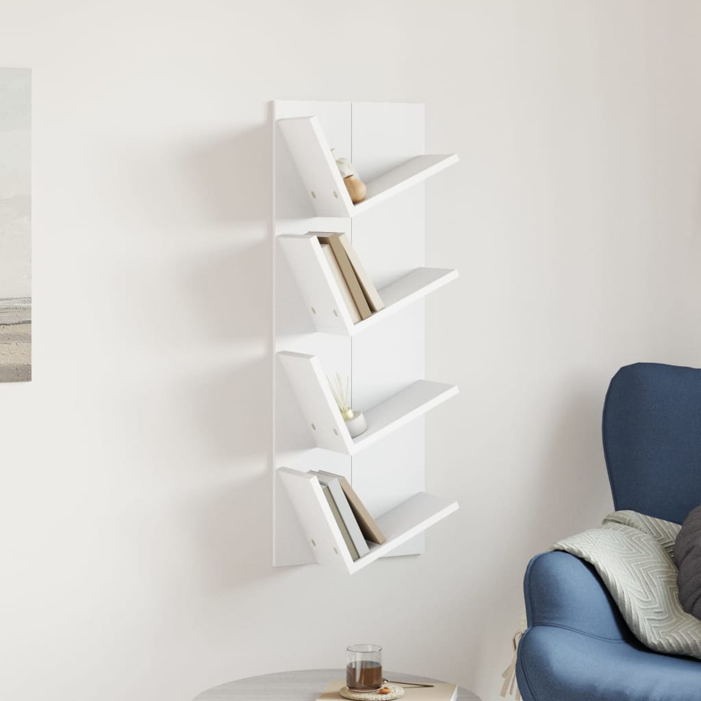 Wall shelf 4 levels white 33x16x90 cm