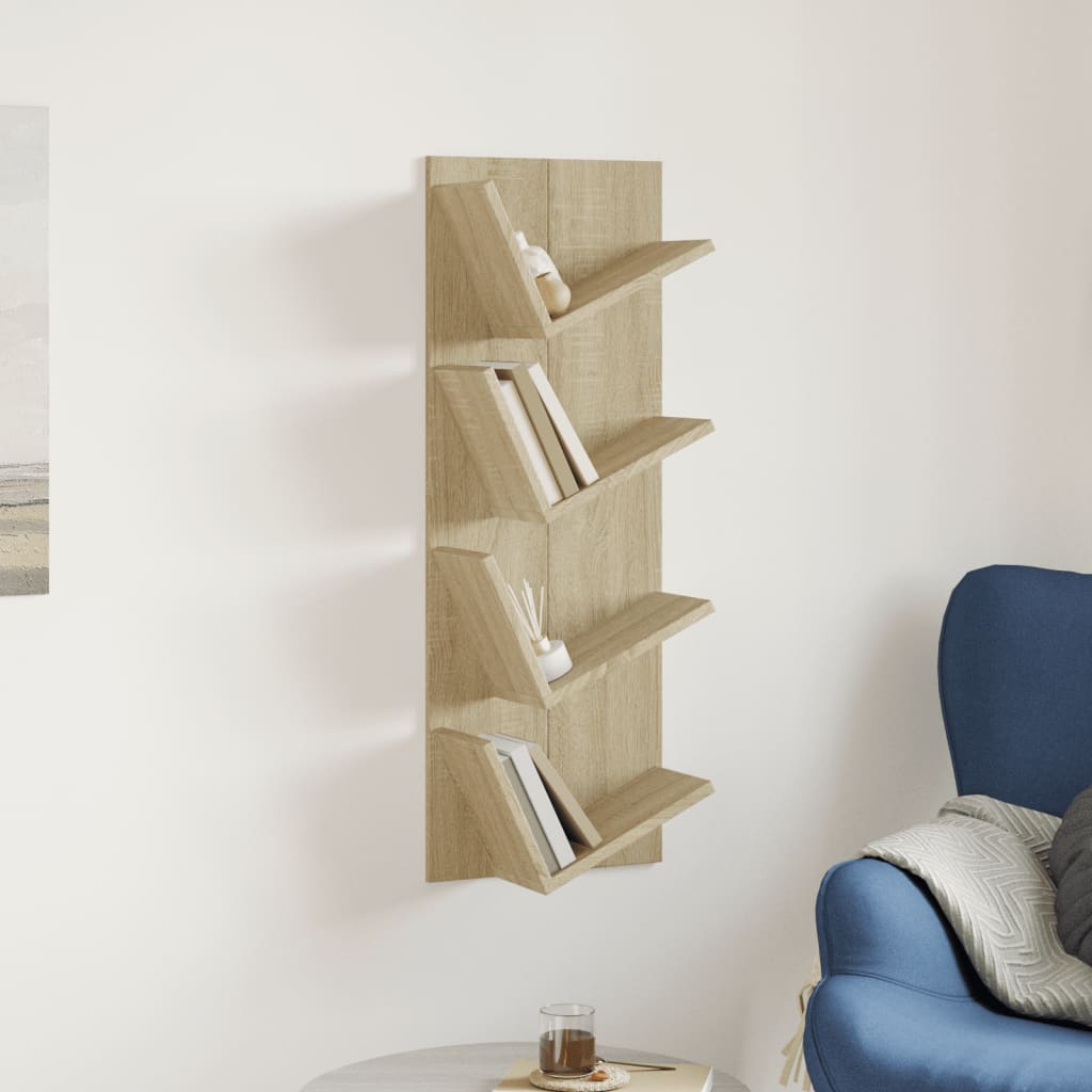 Wall shelf 4 levels oak Sonoma 33x16x90 cm v18