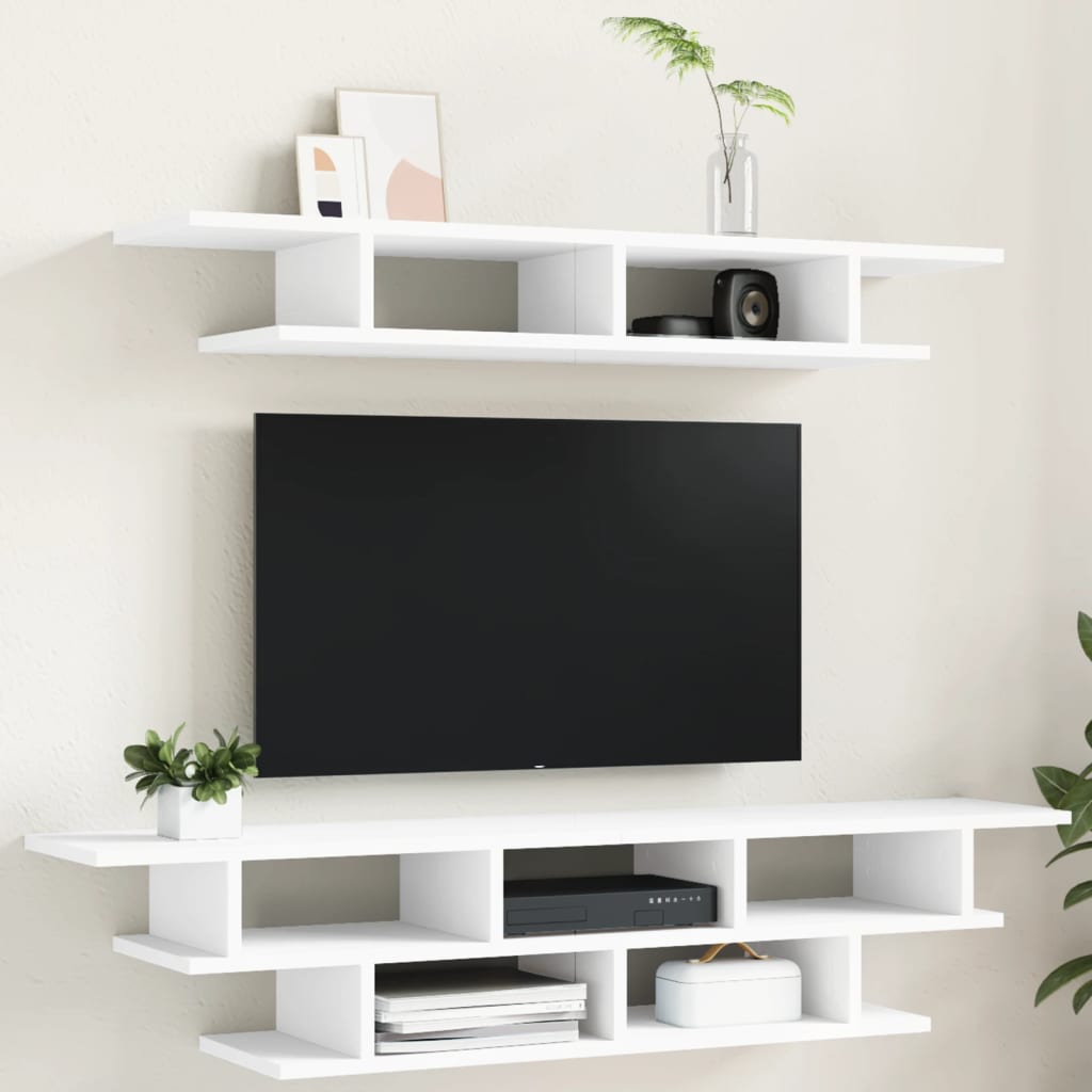 Vetonek Muebles de TV de pared madera de ingeniería blanco