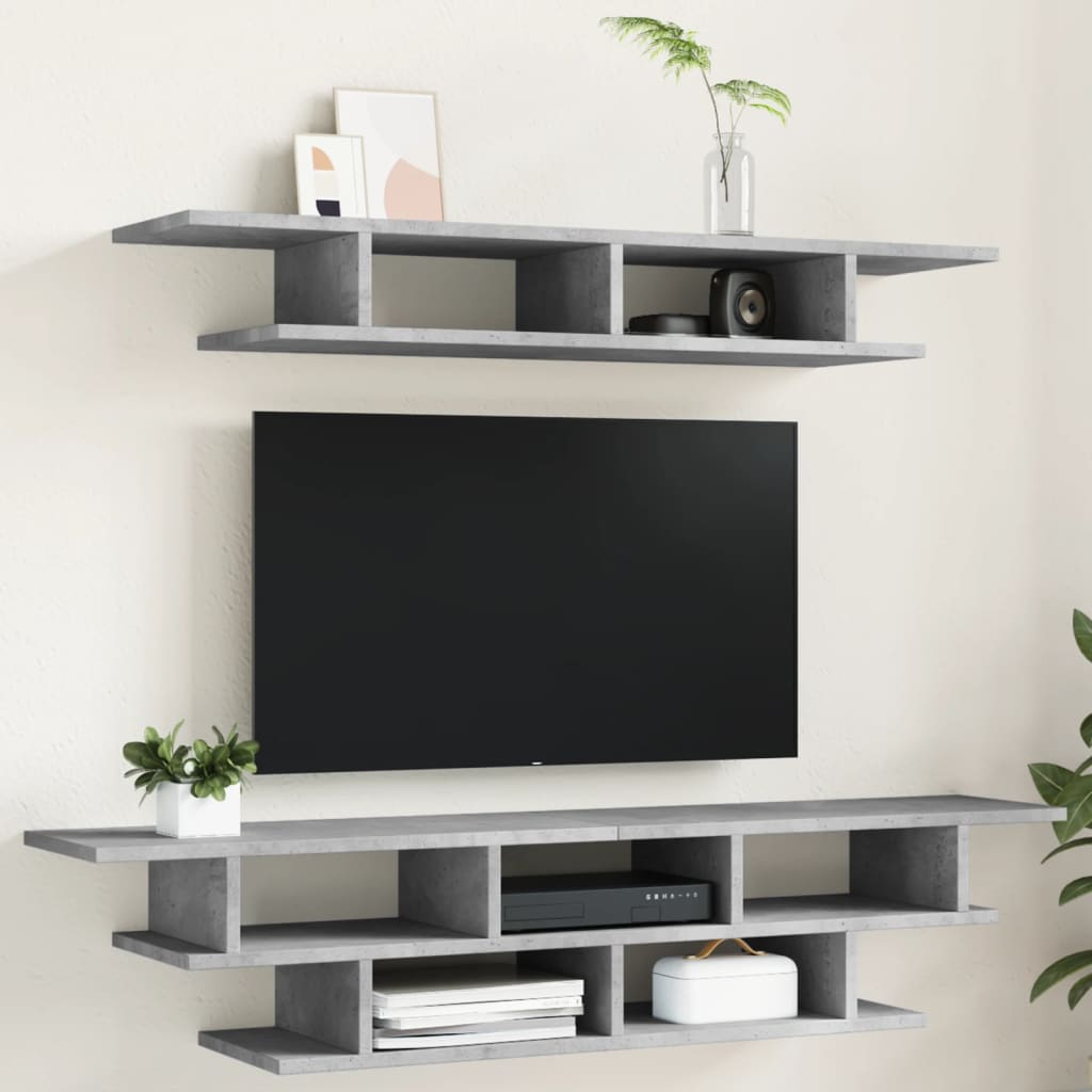 Vetonek Muebles de TV de pared madera ingeniería gris hormigón