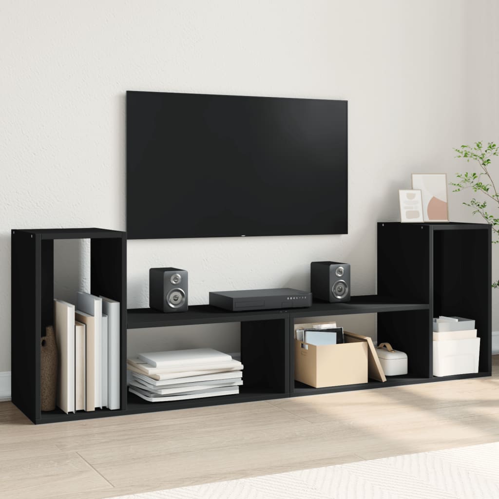 Vetonek Muebles para TV 2 uds madera de ingeniería negro 75x30x50 cm